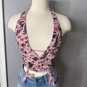 Dollskill Current Mood Sun Kissed Halter Top, Floral, XS